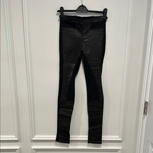 Helmut Lang Leather Panel stretch leggings.